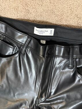 Abercrombie & Fitch Black Faux Leather High-Rise Pants with Belt Loops